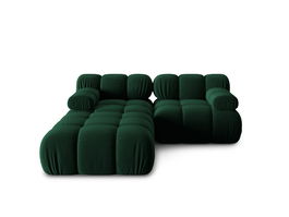 Canapea modulara 3 locuri, Bellis-51, Micadoni Home, 188x188x70 cm, catifea, verde bottle