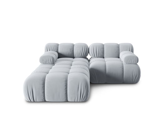 Canapea modulara 3 locuri, Bellis-51, Micadoni Home, 188x188x70 cm, catifea, albastru deschis