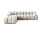 Canapea modulara 4 locuri, Bellis-51, Micadoni Home, 282x188x70 cm, catifea, bej inchis
