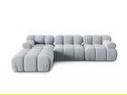 Canapea modulara 4 locuri, Bellis-51, Micadoni Home, 282x188x70 cm, catifea, albastru deschis