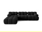 Canapea modulara 4 locuri, Bellis-51, Micadoni Home, 282x188x70 cm, catifea, negru