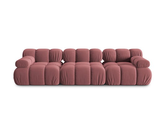 Canapea modulara 3 locuri, Bellis-51, Micadoni Home, 282x94x70 cm, catifea, roz