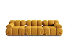 Canapea modulara 3 locuri, Bellis-51, Micadoni Home, 282x94x70 cm, catifea, galben