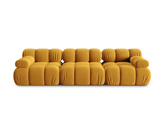 Canapea modulara 3 locuri, Bellis-51, Micadoni Home, 282x94x70 cm, catifea, galben