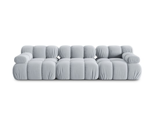 Canapea modulara 3 locuri, Bellis-51, Micadoni Home, 282x94x70 cm, catifea, albastru deschis