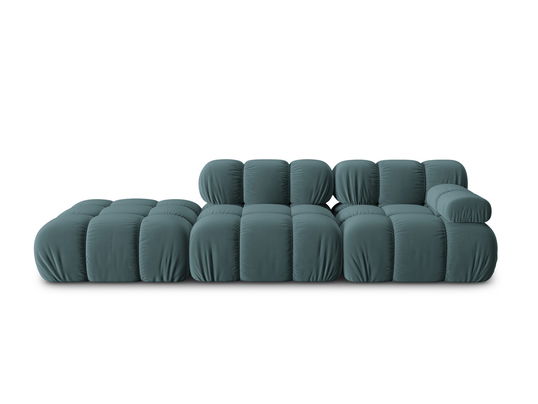 Canapea modulara 4 locuri cotiera stanga, Bellis-51, Micadoni Home, 282x94x70 cm, catifea, turcoaz