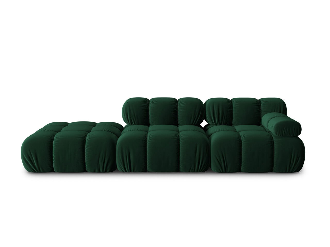 Canapea modulara 4 locuri cotiera stanga, Bellis-51, Micadoni Home, 282x94x70 cm, catifea, verde bottle