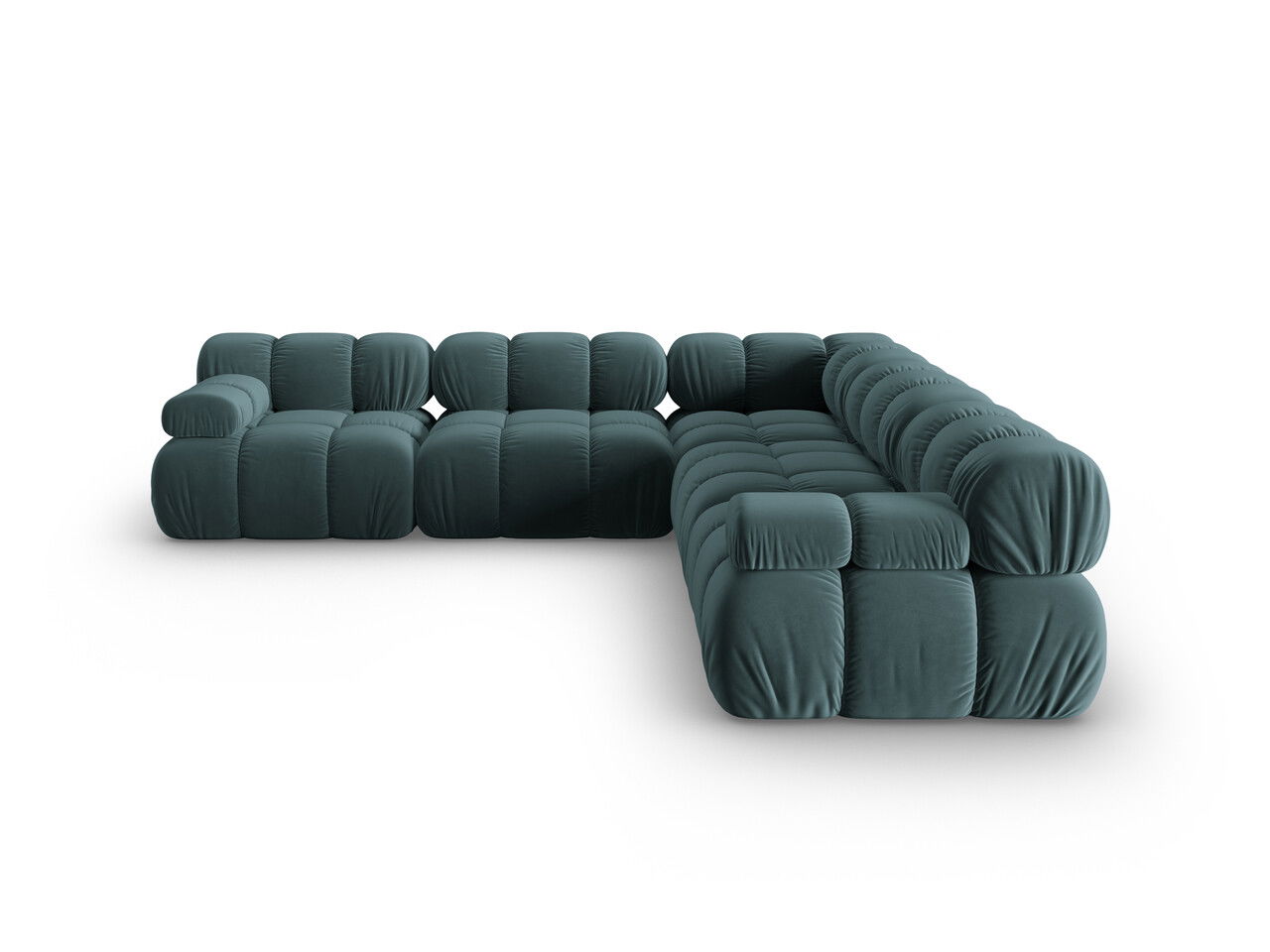 Coltar simetric 5 locuri, Bellis-51, Micadoni Home, 282x282x70 cm, catifea, turcoaz