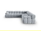 Coltar simetric 5 locuri, Bellis-51, Micadoni Home, 282x282x70 cm, catifea, albastru deschis