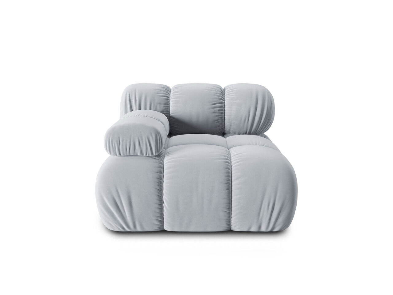 Modul stanga pentru canapea, 1 loc, Bellis-51, Micadoni Home, 94x94x70 cm, catifea, albastru deschis