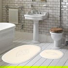 Set covorase de baie 2 piese, Alanur Home, Melek, Poliester, Crem
