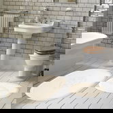 Set covorase de baie 2 piese, Alanur Home, Melek, Poliester, Crem