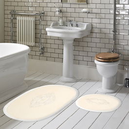 Set covorase de baie 2 piese, Alanur Home, Melek, Poliester, Crem