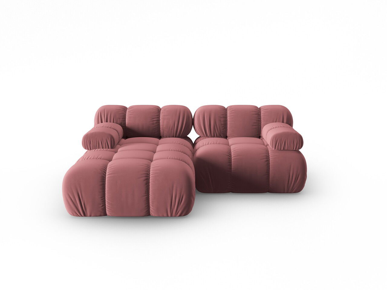 Coltar modular stanga 3 locuri, Bellis-51, Micadoni Home, 188x155x70 cm, catifea, roz