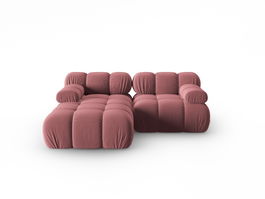 Coltar modular stanga 3 locuri, Bellis-51, Micadoni Home, 188x155x70 cm, catifea, roz