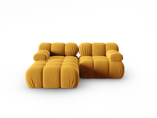 Coltar modular stanga 3 locuri, Bellis-51, Micadoni Home, 188x155x70 cm, catifea, galben