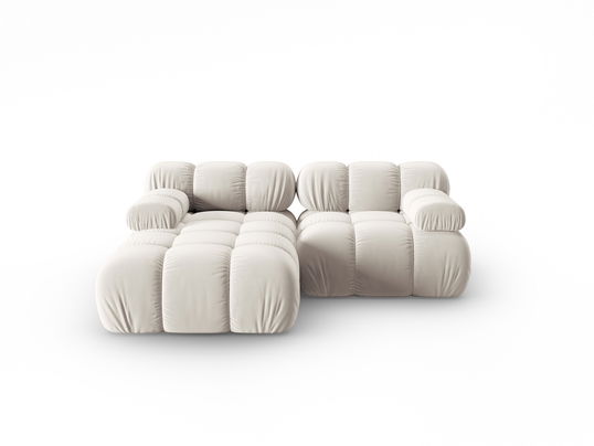 Coltar modular stanga 3 locuri, Bellis-51, Micadoni Home, 188x155x70 cm, catifea, bej inchis