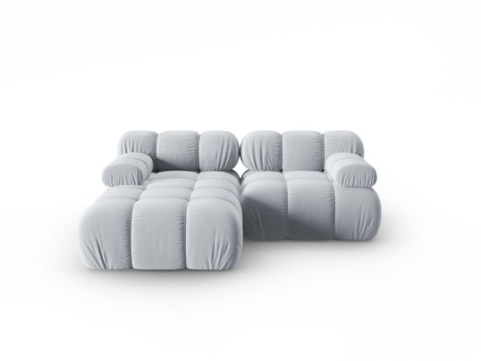 Coltar modular stanga 3 locuri, Bellis-51, Micadoni Home, 188x155x70 cm, catifea, albastru deschis