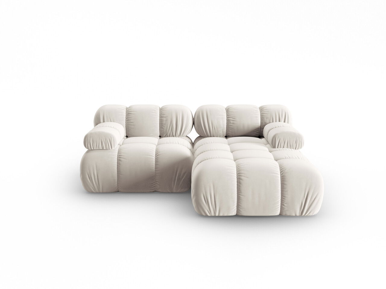 Coltar modular dreapta 3 locuri, Bellis-51, Micadoni Home, 188x155x70 cm, catifea, bej inchis