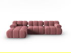 Coltar modular stanga 4 locuri, Bellis-51, Micadoni Home, 282x155x70 cm, catifea, roz