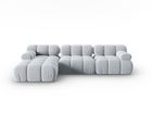 Coltar modular stanga 4 locuri, Bellis-51, Micadoni Home, 282x155x70 cm, catifea, albastru deschis