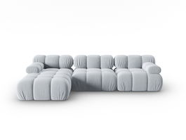 Coltar modular stanga 4 locuri, Bellis-51, Micadoni Home, 282x155x70 cm, catifea, albastru deschis