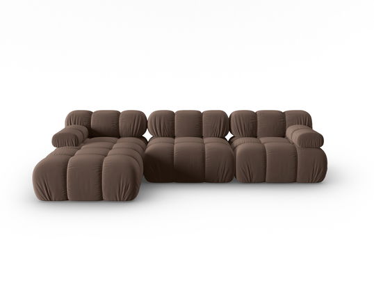 Coltar modular stanga 4 locuri, Bellis-51, Micadoni Home, 282x155x70 cm, catifea, maro inchis
