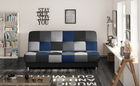Canapea extensibila 3 locuri, ELTAP, Cayo, 192x90x90 cm, lemn/poliester, negru/albastru