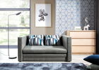 Canapea extensibila 2 locuri, ELTAP, Neva, 132x70x62 cm, lemn/poliester, gri inchis