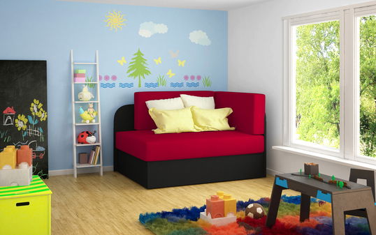 Canapea extensibila 2 locuri, ELTAP, Rosa, 104x75x60 cm, lemn/poliester, rosu/negru