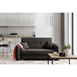 Canapea extensibila 3 locuri, ELTAP, Laine, 155x105x75 cm, lemn/poliester, gri inchis