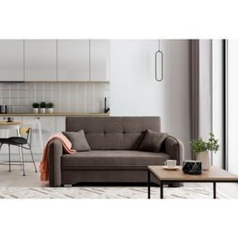 Canapea extensibila 3 locuri, ELTAP, Laine, 155x105x75 cm, lemn/poliester, maro inchis
