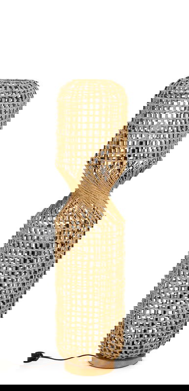 Lampadar Malabo, Bizzotto, D25x104 cm, 2 x E27, 40W, metal/hartie impletita, natural