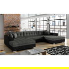 Coltar extensibil 5 locuri, ELTAP, Vento, 359x165x87 cm, lemn/poliester, gri inchis/negru