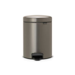 Cos de gunoi cu pedala, Brabantia, NewIcon Platinum, 5 L, 27.2x20.5x29.1 cm, otel, gri inchis