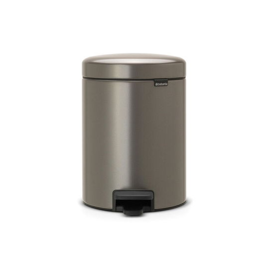 Cos de gunoi cu pedala, Brabantia, NewIcon Platinum, 5 L, 27.2x20.5x29.1 cm, otel, gri inchis