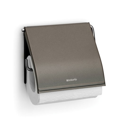 Suport hartie igienica, Brabantia, ReNew Platinum, 13.2x1.7x12.3 cm, otel, gri inchis