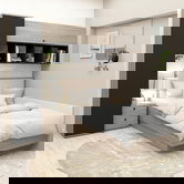 Dormitor copii pe colt RIALTO 2, Oak, Antracit, Catifea Bej
