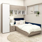 Dormitor copii pe colt RIALTO 2, Oak, Alb, Catifea Albastra