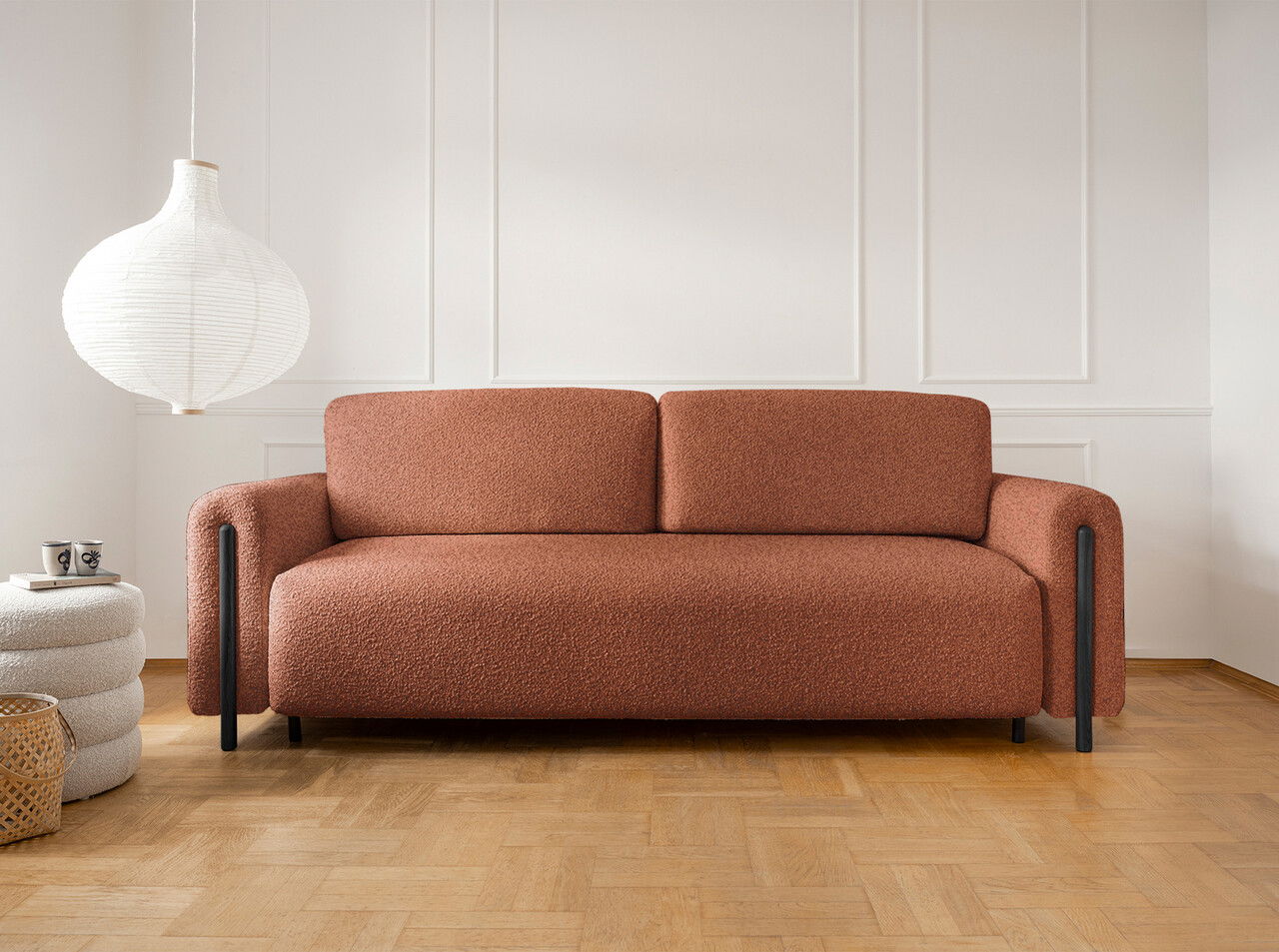 Canapea extensibila 3 locuri, ELTAP, SO-ARC-BL-30JAF, Arcadova, 244x97x97 cm, lemn/poliester, maro/negru