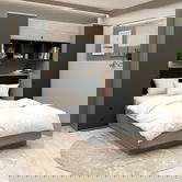 Dormitor RIALTO 1, pat incadrat, Oak, Antracit, Catifea Neagra