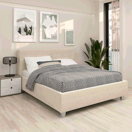Pat tapitat ARISA, 160x200, suport saltea, catifea Bej