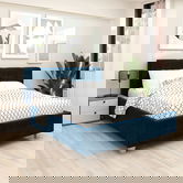 Pat tapitat ARISA, 160x200, suport saltea, catifea Albastra
