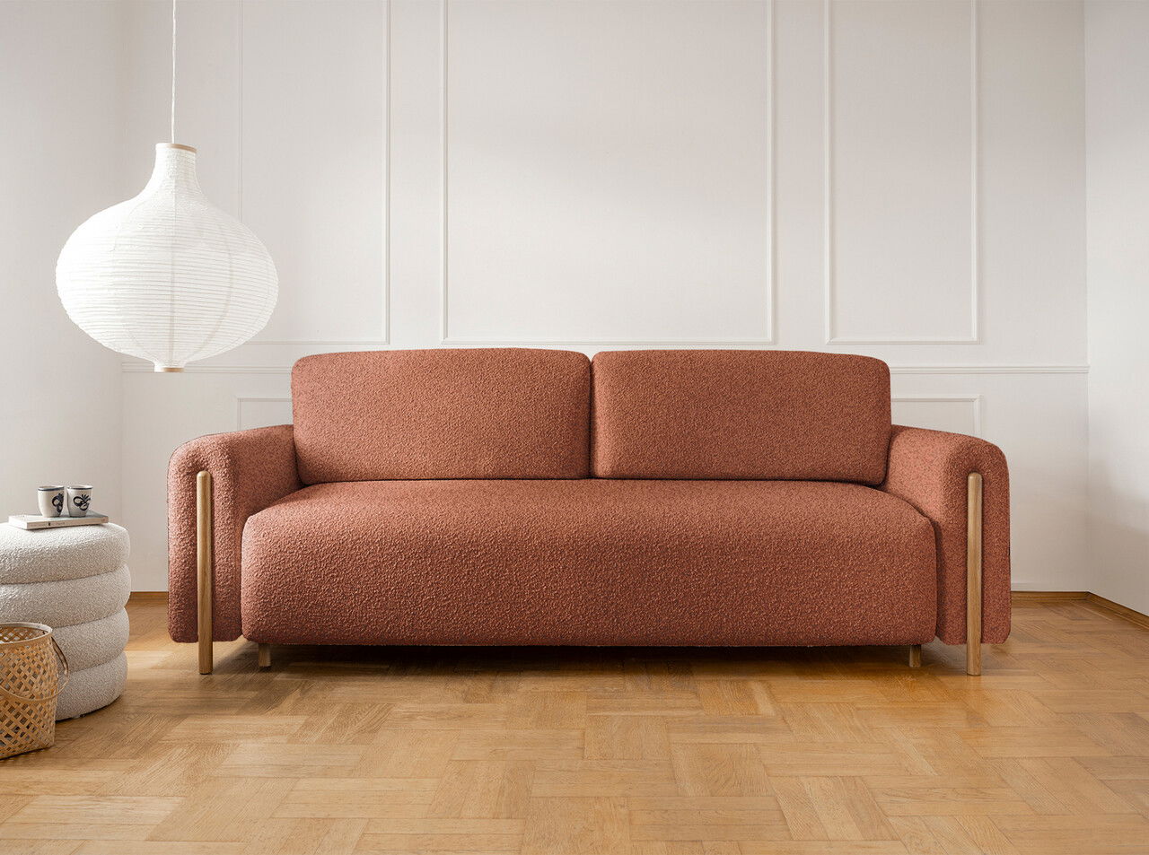 Canapea extensibila 3 locuri, ELTAP, SO-ARC-OA-30JAF, Arcadova, 244x97x97 cm, lemn/poliester, maro/stejar