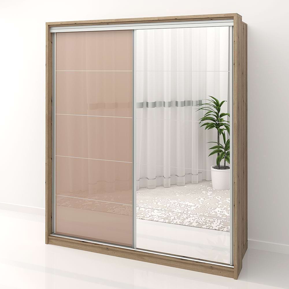 Dulap dormitor PRIMAVERA 185, H205, cu oglinda k5, Stejar, Cappuccino Gloss