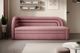 Canapea extensibila brat stanga 3 locuri, ELTAP, Fabillo, 223x86x80 cm, lemn/poliester, roz