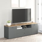 Comoda TV PRIMAVERA, 180x42, H58, 2U2S, Antracit, Stejar