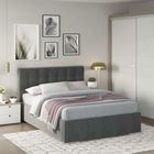 Dormitor GEORGIA 1, Oak, Alb Gloss, Catifea Gri