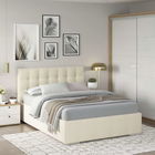 Dormitor GEORGIA 1, Stejar, Alb Gloss, Catifea Bej