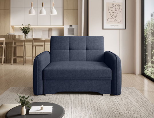 Canapea extensibila 1 loc, ELTAP, Laine, 102x109x84 cm, lemn/poliester, albastru inchis